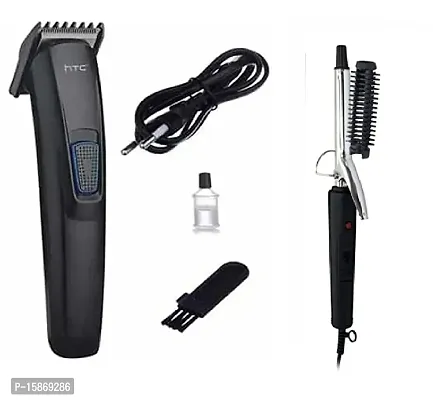 HTC AT-522 Rechargeable Cordless Trimmer and NHC-471B Hair Curler Iron Pack of 2 Combo