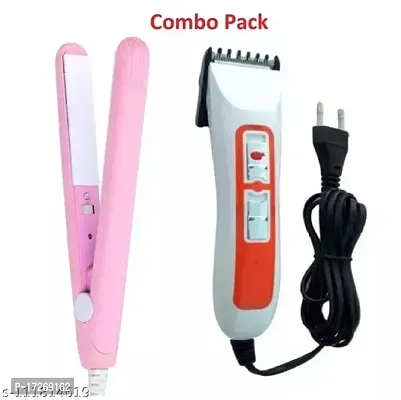 Nova Nhc-3663 Runtime: 45 Min Trimmer For Men And Women And Mini Maketime Ceramic Portable Hair Straightener Pack Of 2 Combo-thumb0