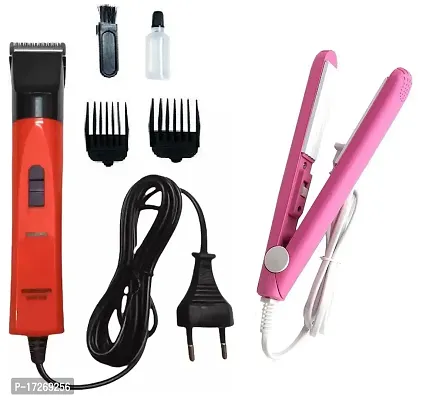 At-580 Professional Corded Hair Trimmer For Men And Mini Hair Straightener Pack Of 2 Combo
