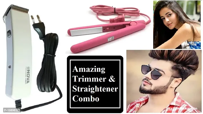 PROFESSIONAL NOVA NS-2016 ELECTRIC TRIMMER WITH MINI STRAIGHTENER MULTI COLOR COMBO PACK FOR UNISEX