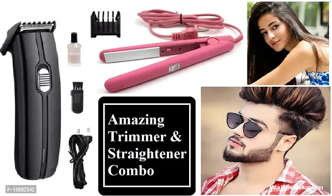 PROFESSIONAL HTC 515 RECHARGEABLE HAIR TRIMMER WITH MINI STRAIGHTENER MULTI COLOR COMBO PACK FOR UNISEX
