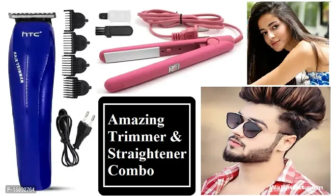 PROFESSIONAL HTC 528 RECHARGEABLE HAIR TRIMMER WITH MINI STRAIGHTENER MULTI COLOR COMBO PACK FOR UNISEX