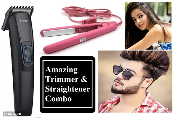 PROFESSIONAL HTC AT-522 RECHARGEABLE HAIR TRIMMER WITH MINI STRAIGHTENER MULTI COLOR COMBO PACK FOR UNISEX