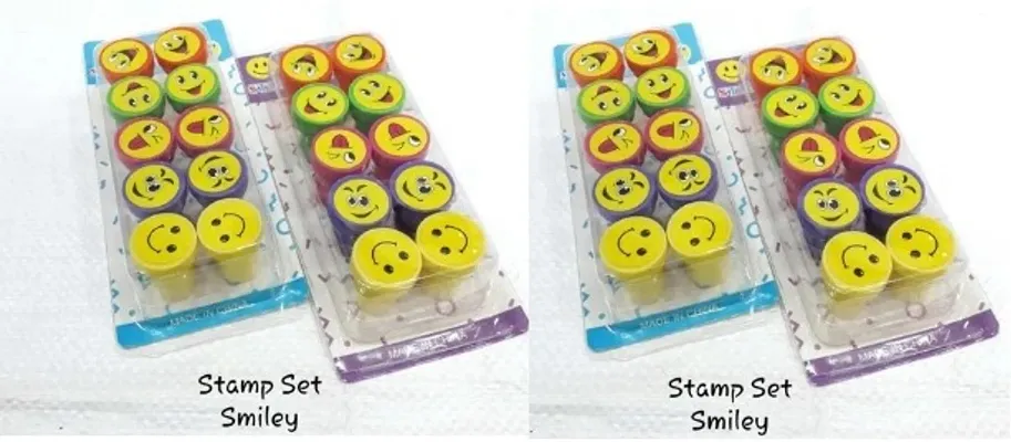 10 PIECE Emoji Stamp Smiley Face Self Inking Stamps for Arts and
