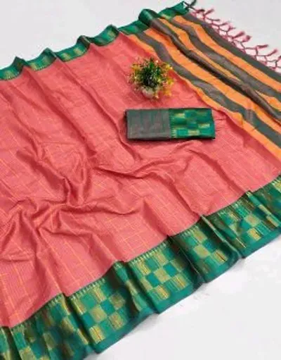 Beautiful Cotton Silk Jacquard Saree With Blouse Piece