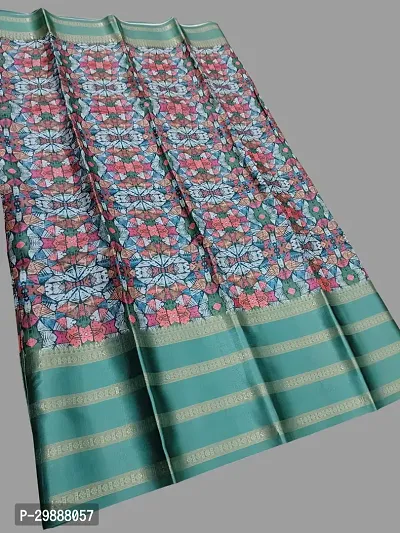 Stylish Cotton Blend Printed Saree With Blouse Piece For Women