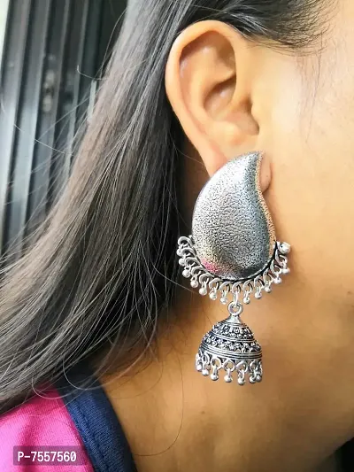 Shimmering Silver Alloy Earrings For Women And Girls-thumb0