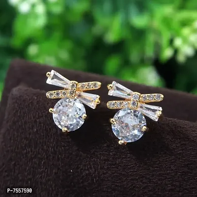 Shimmering Golden Alloy Earrings For Women And Girls