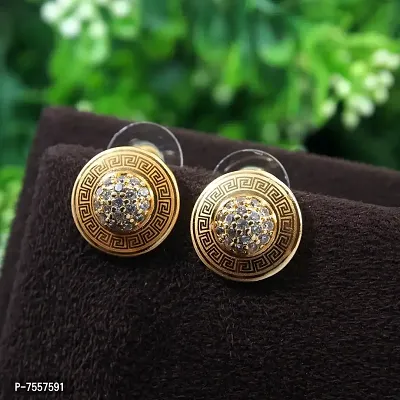 Shimmering Golden Alloy Earrings For Women And Girls