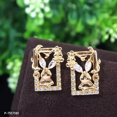 Shimmering Golden Alloy Earrings For Women And Girls