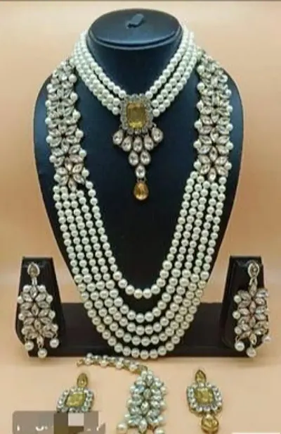 Designer Pearl Crystal Kundan Combo Jewellery Set