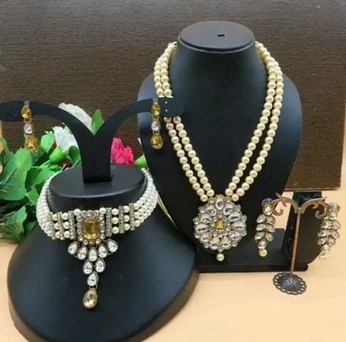 Kundan Pearl Combo Of 2 Necklace And Earring Set