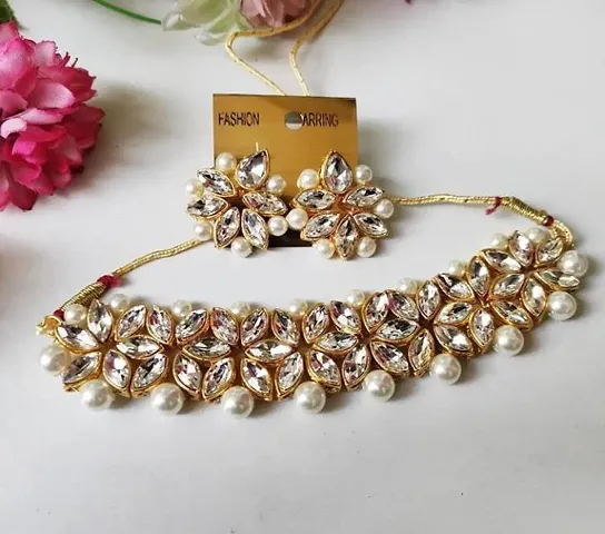 Elegant Designer Copper Kundan Necklace Set