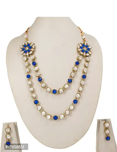 Shimmering Alloy Jewellery Set For Women- 1 Necklace And 1 Pair Of Earrings-thumb0