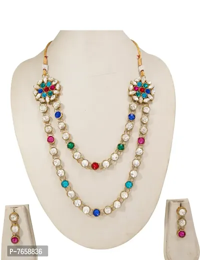 Shimmering Alloy Jewellery Set For Women- 1 Necklace And 1 Pair Of Earrings