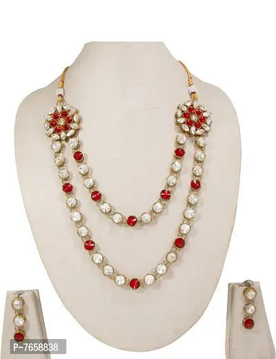 Shimmering Alloy Jewellery Set For Women- 1 Necklace And 1 Pair Of Earrings