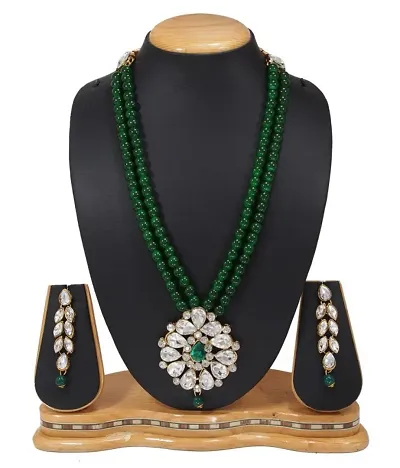 Shimmering Alloy Jewellery Set For Women- 1 Necklace And 1 Pair Of Earrings