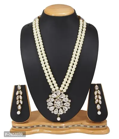 Shimmering Alloy Jewellery Set For Women- 1 Necklace And 1 Pair Of Earrings