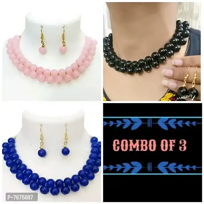 Stylish Fancy Necklace Set Combo 3 Necklace And 3 Pair Of Earring For Women