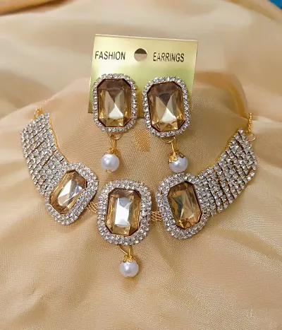 Alloy Party Wear American Diamond Jewellery Set