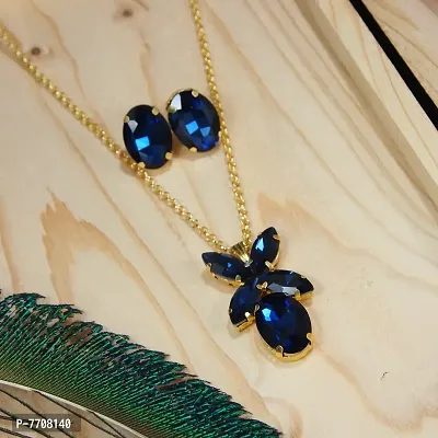 Blue Alloy Necklace Set for Women