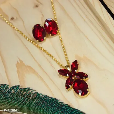 Red Alloy Necklace Set for Women