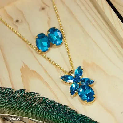 Blue Alloy Necklace Set for Women