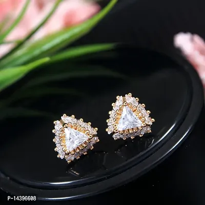 Trendy Alloy Golden American Diamond Earrings For Women
