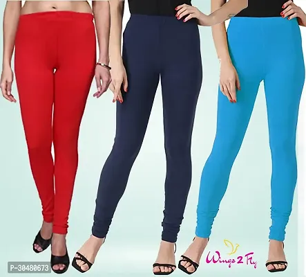 Stylish Multicoloured Cotton Solid Leggings For Women Pack Of 3