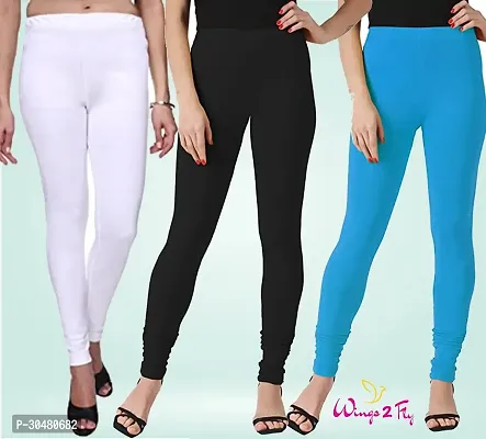 Stylish Multicoloured Cotton Solid Leggings For Women Pack Of 3