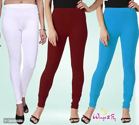 Stylish Multicoloured Cotton Solid Leggings For Women Pack Of 3-thumb0