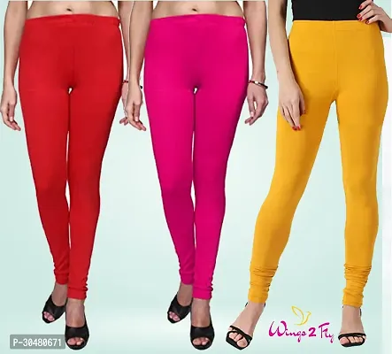 Stylish Multicoloured Cotton Solid Leggings For Women Pack Of 3