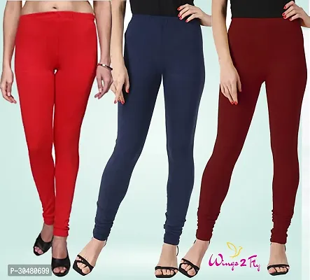 Stylish Multicoloured Cotton Solid Leggings For Women Pack Of 3