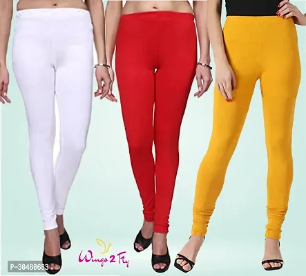 Stylish Multicoloured Cotton Solid Leggings For Women Pack Of 3