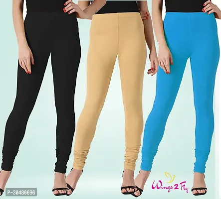 Stylish Multicoloured Cotton Solid Leggings For Women Pack Of 3