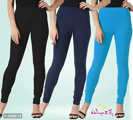 Stylish Multicoloured Cotton Solid Leggings For Women Pack Of 3