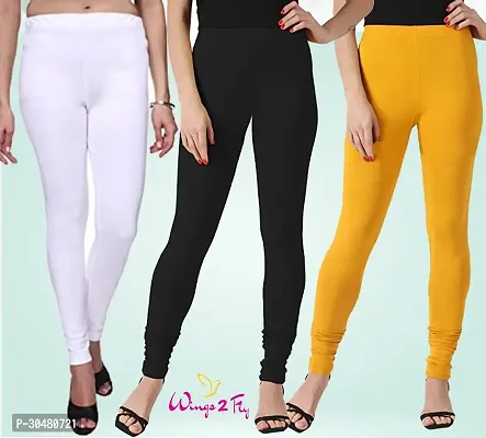 Stylish Multicoloured Cotton Solid Leggings For Women Pack Of 3