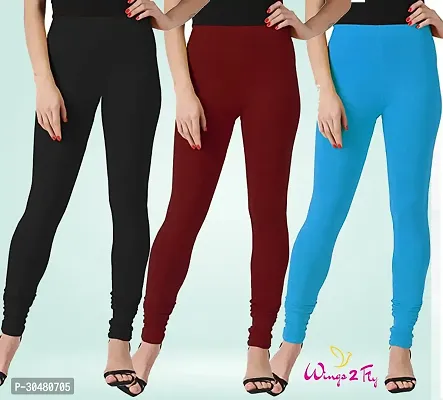 Stylish Multicoloured Cotton Solid Leggings For Women Pack Of 3-thumb0