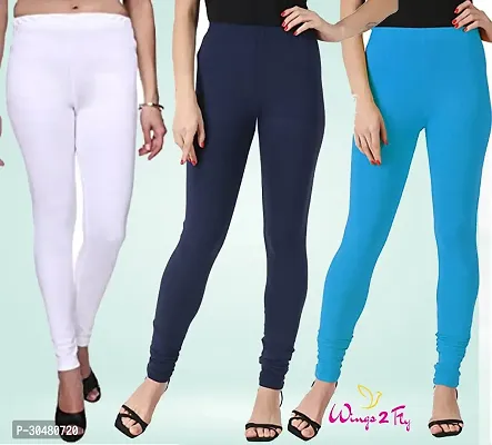 Stylish Multicoloured Cotton Solid Leggings For Women Pack Of 3