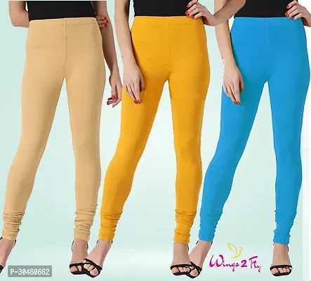 Stylish Multicoloured Cotton Solid Leggings For Women Pack Of 3