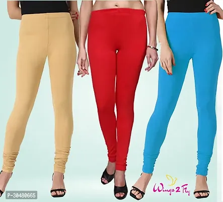 Stylish Multicoloured Cotton Solid Leggings For Women Pack Of 3