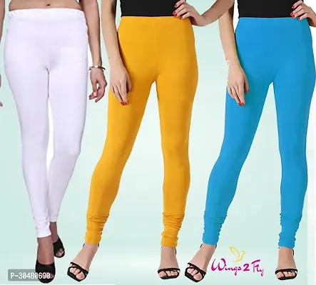 Stylish Multicoloured Cotton Solid Leggings For Women Pack Of 3