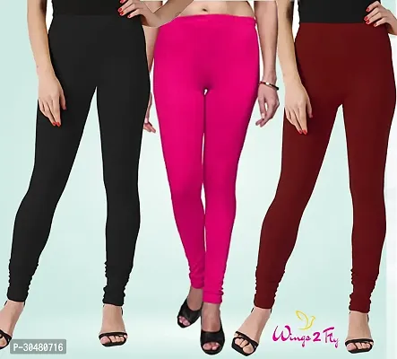 Stylish Multicoloured Cotton Solid Leggings For Women Pack Of 3