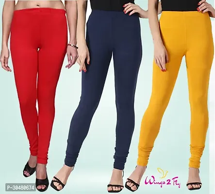 Stylish Multicoloured Cotton Solid Leggings For Women Pack Of 3