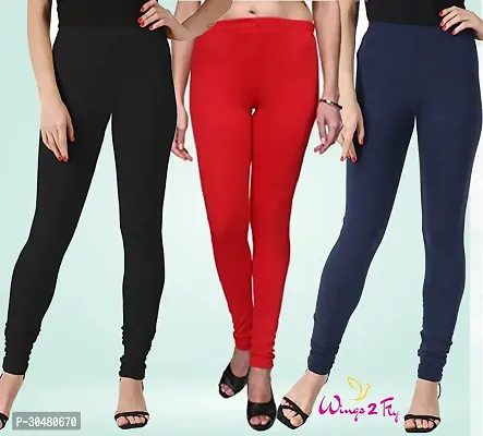 Stylish Multicoloured Cotton Solid Leggings For Women Pack Of 3