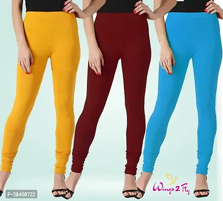 Stylish Multicoloured Cotton Solid Leggings For Women Pack Of 3-thumb0