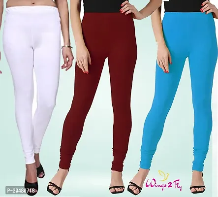 Stylish Multicoloured Cotton Solid Leggings For Women Pack Of 3