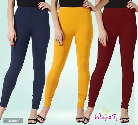 Stylish Multicoloured Cotton Solid Leggings For Women Pack Of 3-thumb0