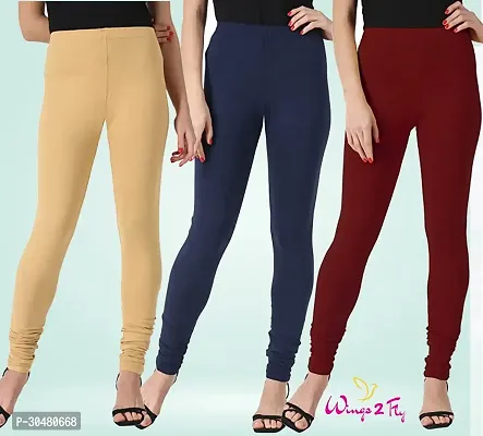 Stylish Multicoloured Cotton Solid Leggings For Women Pack Of 3