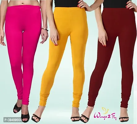 Stylish Multicoloured Cotton Solid Leggings For Women Pack Of 3-thumb0